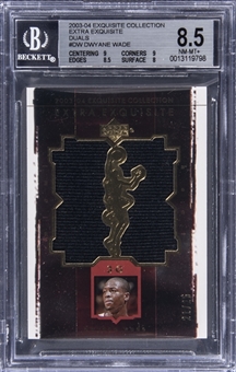 2003-04 UD "Exquisite Collection" Extra Exquisite Duals #DW Dwyane Wade Jersey Rookie Card (#21/25) - BGS NM-MT+ 8.5